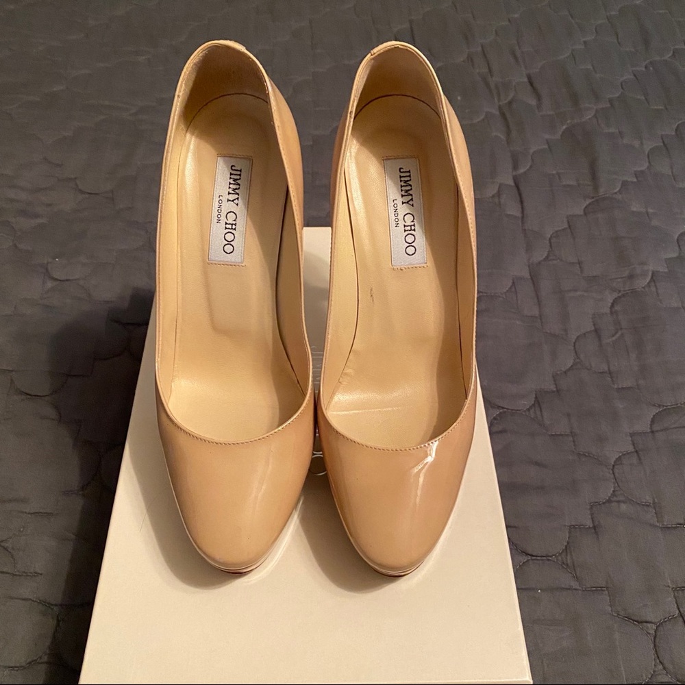 Jimmy Choo Nude Patent Leather Pumps